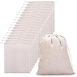 Sanwuta 30 Pcs 14 x 17 Reusable Produce Bags Bulk Muslin Bags Cotton Laundry Bag with Drawstrings Large Bread Bags for Thanksgiving Christmas Day Shopping Storage Home