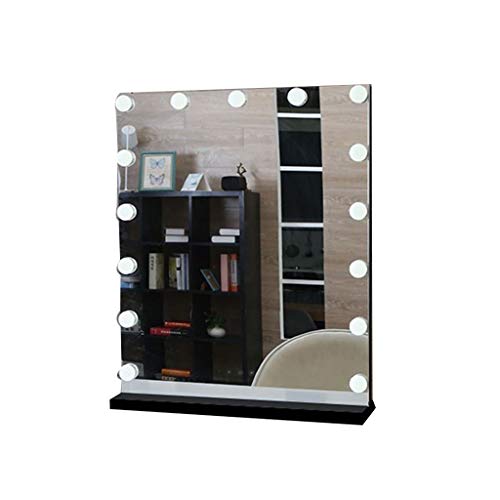 Preisvergleich Produktbild Schminkspiegel LED Kosmetikspiegel mit Glühbirne Desktop Kamm HD quadratischen Kosmetikspiegel European Beauty Princess Mirror (Color : Black, Size : 52 * 62cm)