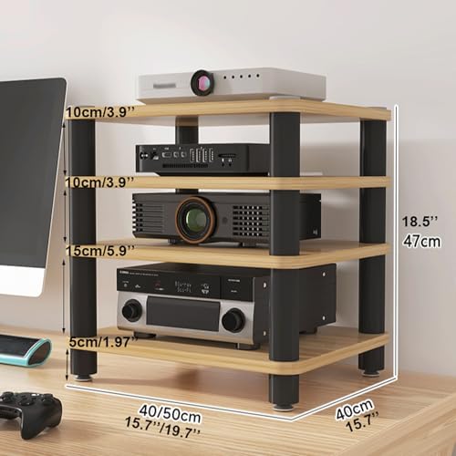 Multimedialny stojak na stół z obsługą AV, 2/3/4 poziomy, otwarty stojak na komponenty stereo, drewniana wieża HiFi do odtwarzacza DVD, konsola do gier, telewizor, meble z wyświetlaczem audio