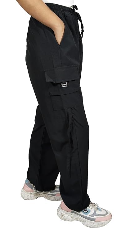 Image of ARYANSH Shoppe 4 Pocket Straight-Fit Cargo Trouser Pants for Kids Girls | Stylish High-Waist Casual Wear with Pockets | Small to XXL