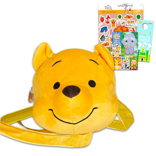 Winnie the Pooh Plush Purse for Girls Set - Bundle with Winnie the Pooh Plushie with Strap Plus Stickers, Activity Book, More | Winnie the Pooh Crossbody Bag for Girls
