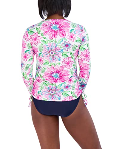 Stella Parker Women's Standard Long Sleeve Rashguard Adjustable Side Tie UPF 30+ Sun Protection Quick Dry Swim Shirt3