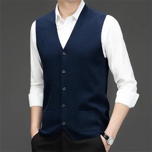 Men's Sweater Vest Business Casual V-Neck Sleeveless Warm Knit Button Cardigan Waistcoat2