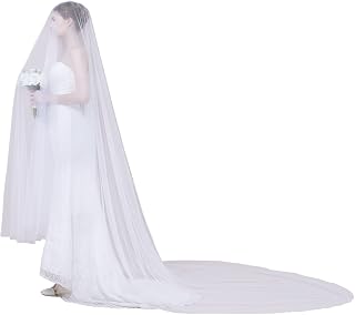 Wedding Cathedral Veil Simple Royal Drop Bridal Veil With Long Blusher Sheer With Comb 1T 102”