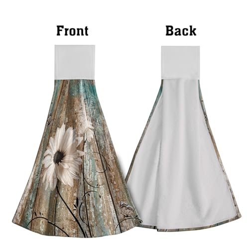 Giwawa-2Pcs-Rustic-Daisy-Flower-Kitchen-Hand-Towels-Vintage-Wooden-Board-Hanging-Tie-Towels-with-Loop-Hook-Soft-Vintage-White-Flower-Rustic-Barnwood-Dishcloths-for-Bathroom-Washroom-Guestroom-Hotel Giwawa 2Pcs Rustic Daisy Flower Kitchen Hand Towels Vintage Wooden Board Hanging Tie Towels with Loop Hook Soft Vintage White Flower Rustic Barnwood Dishcloths for Bathroom Washroom Guestroom Hotel