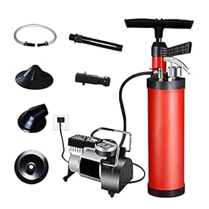 Hogedruktoiletplunjer, verstoppingsverwijderaar Baggergereedschap met hoge luchtdrukafvoerpomppijp, hogedrukluchtafvoerblasterreiniger Elektrisch ontworpen voor sifontype, met luchtpomp