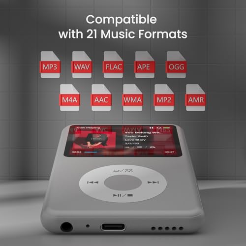 Image of Y1 Mp3 Player with Bluetooth 128G Innioasis Version Upgrade Portable Mini HiFi Sound Bluetooth Digital Music Player 2.4 inch Screen Nice Gift for 2025 Silver