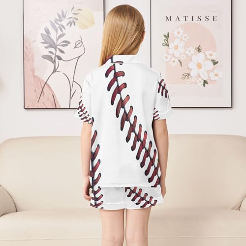 ALAZA Fashion Baseball Liner Satin Pajamas Set Short Sleeve Button Down Sleepwear Summer Pjs 2 Piece4