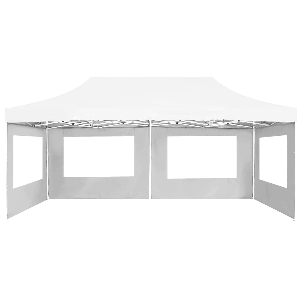 Carpa plegable profesional con paredes laterales de aluminio de 6x3 metros en blanco para eventos al aire libre y fiestas en el jardín con marco robusto y recubierto de PVC
