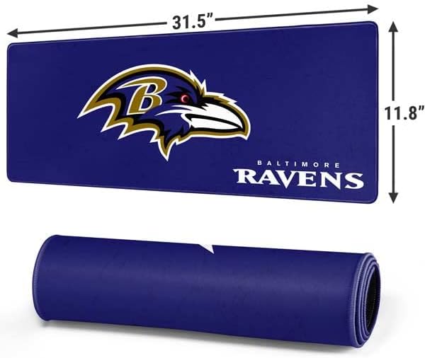 Vista 38 de Skinit Alfombrilla de mouse extragrande para juegos – Diseño desgastado con licencia oficial de Baltimore Ravens con bordes cosidos, impermeable