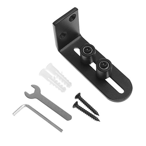 Yardwe Barn Door Floor Guides for Sliding Barn Door Hardware Kit,Double Wheel Bearing Sliding Barn Door Bottom Guide Adjustable Floor Guide Roller (Black)