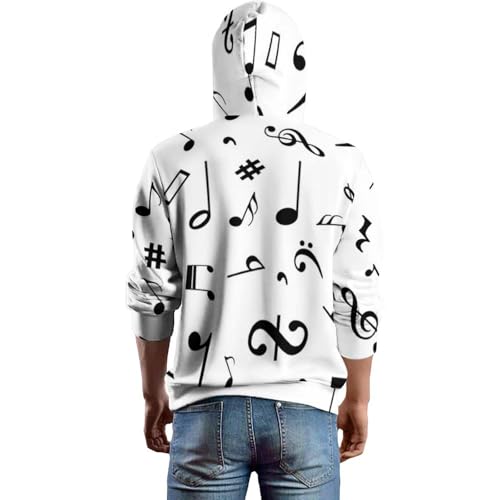 Black And White Music NotesMen's Loose Sweatshirt for Daily Wear at Home And Out3