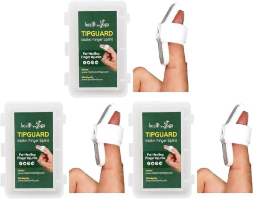 Image of SoulGenie HealthAndYoga TipGuard Bendable Finger Splint for Mallet Finger Deformity -Post-Surgical Care- Adjustable Straightener -Trigger Finger Brace - 2 Sizes Set (Pack of 3)