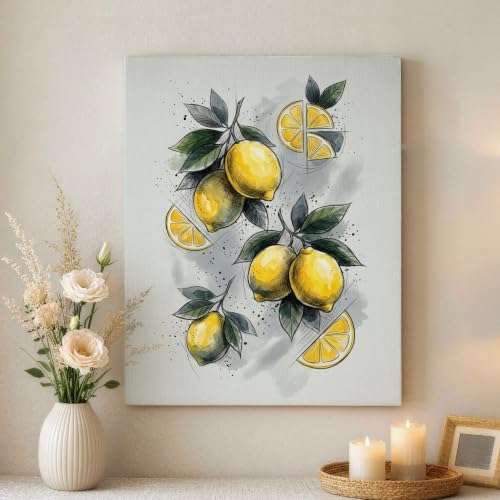 Arte de pared de limón y cítricos: lienzo de frescura primaveral para comedor y sala de estar