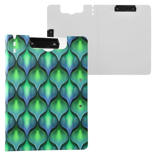 JUMBEAR Hermoso portapapeles de escamas de sirena A4 con clips dobles, tablero plegable con tapa, organizador personal ligero adecuado para hospitales, oficinas, escuelas, negocios, suministros de
