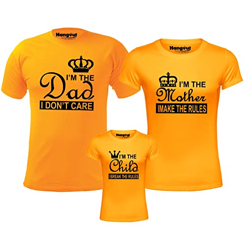 Image of Hangout Hub GiftsCafe.MWG1 Family Tshirt | Best Dad Mom Daughter Ever Printed Tees | Regular Fit Twinning T-Shirts (Cotton | Pack of 3 | Black)