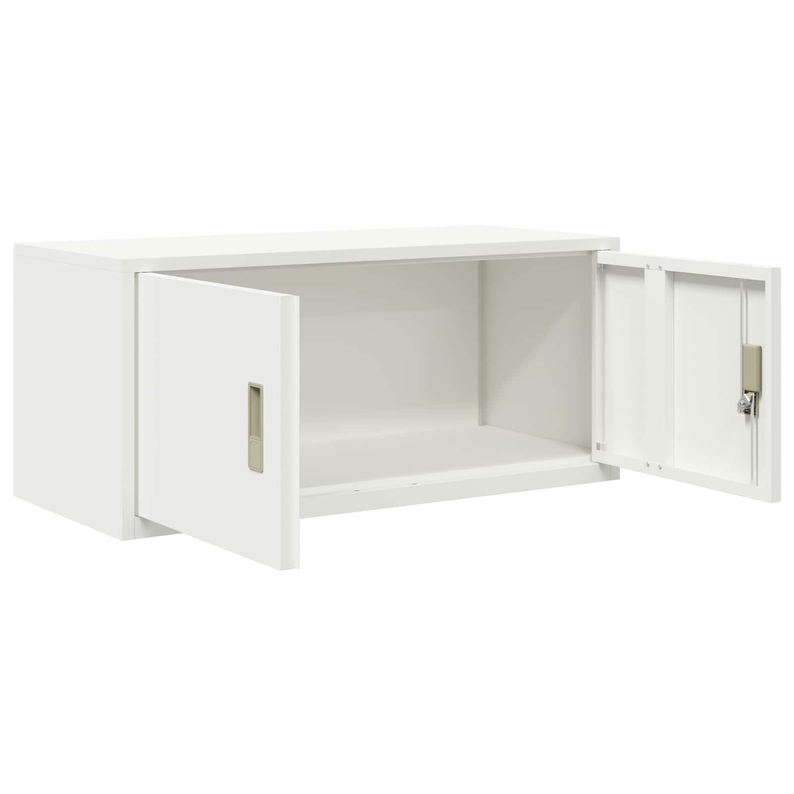 vidaXL Armoire de Rangement Blanc 90 x 40 x 40 cm Acier, Armoire de Bureau Moderne, en Acier rectangulaire, fermant à clé, Espace généreux, Meuble Industriel, Solution Robuste