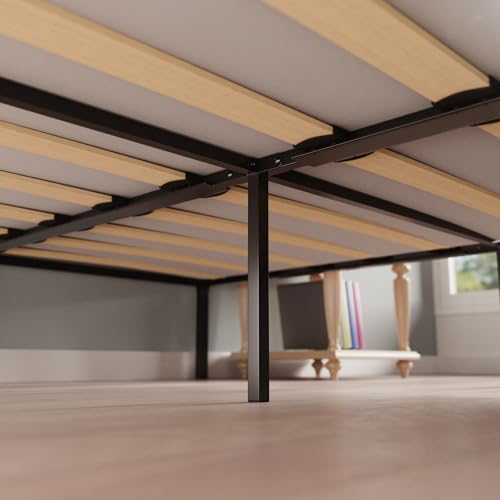 Dreamzie Bett 140x200 cm aus Metall mit Lattenrost - Bettrahmen mit Holzlatten - Bettgestell 140x200 Höhe 41cm - Schwarz – Bild 7