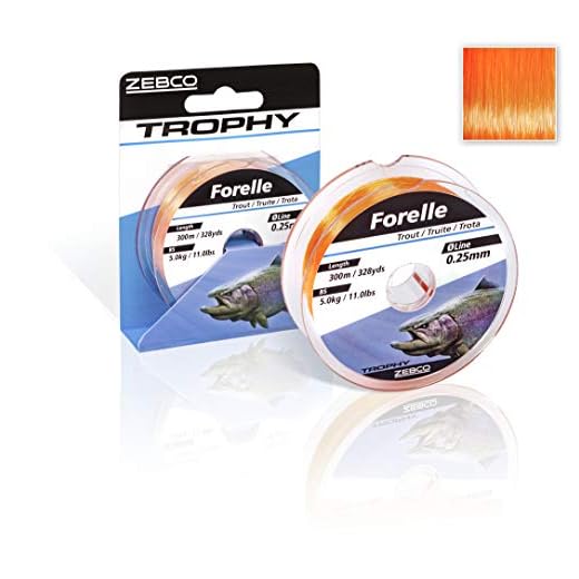 Zebco Quality Trout monofilament Fishing line, Fishing Accessories, Trout line, Fluorescent Orange, 0.22 mm.