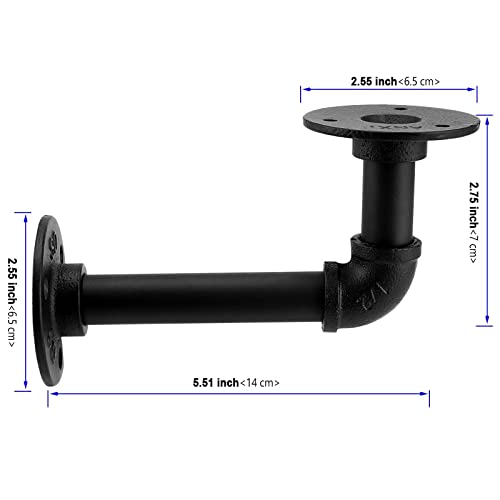 KOHAND 8 Pack Industrial Pipe Brackets, Black Pipe Shelving Brackets with Screws and Hard Wall Anchors - Image 2