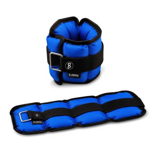 Image of Btag Solid Neoprene Ankle & Wrist Weights (0.25 kg x 2 Pcs) | Adjustable Strap | Unisex Leg & Arm Weight Cuffs for Gym, Workout & Training (Blue)