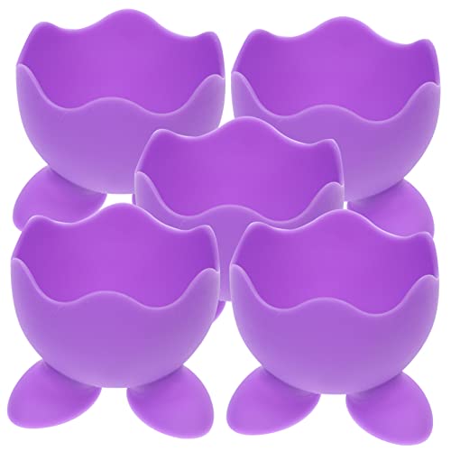 Cabilock 5Pcs Silicone Egg Holder Cups Random Color Boiled Egg Serving Cups for Kitchen Use Silicone Material for Soft Boiled Eggs and Decorative Storage