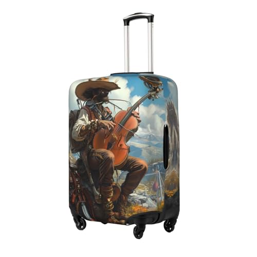 Western Guitar Cowboy Luggage Cover Protector Anti-Scratch Washable Fits 18-32 Inch Luggage-Large2