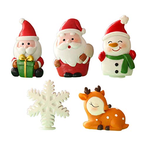 Preisvergleich Produktbild 5pcs Mini Weihnachtsfiguren Sankt-Schneemann Miniatures Resin Toy Collection Spielset Tortendekoration Dekoration Office Home Decor Garten DIY Mikro Landschaft Jzx-n