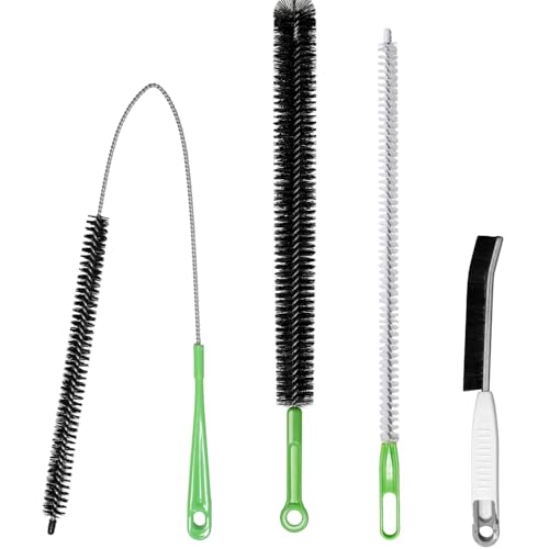 Image of 4pcs Flexible Cleaning Brush Set for Dryer Vents, Fridge Coils, HVAC Systems & Tight Spaces - Multi-Use Lint and Dust Remover with Crevice Brush and Detailing Tools