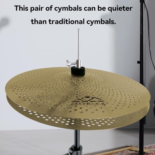 Eastrock LOW VOLUME CYMBAL PACK Cymbal Set With Cymbal Bag Cymbal Felts 14'Hi-Hat+16"Crash+18'Crash+20"Ride 5 Pieces Drummer Practice Cymbal(Golden) thumb #5