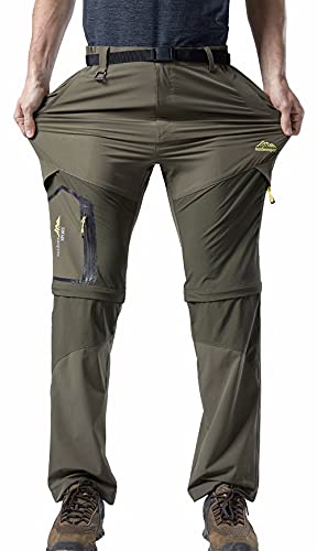 Mens Convertible Hiking Pants, Quick Dry Fishing Pants, Zip Off Stretch Upf 50 Outdoor Camping Pants With 5 Pockets Green Medium #TOP4