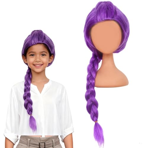 nimbleleap Purple Braid Wig for Kids Girls Light Purple Wig Long Braids Wigs Hair Cosplay Costume Party Wigs 12 Years Old or Up