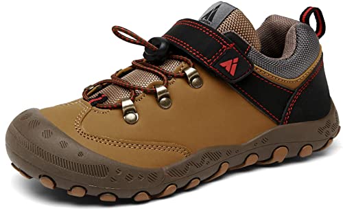Mishansha Chaussures de Randonnée Enfants Chaussures de Sport Garçon Baskets Fille Chaussures de Trekking Running Antidérapant Respirantes Outdoor Marron 28 Cover