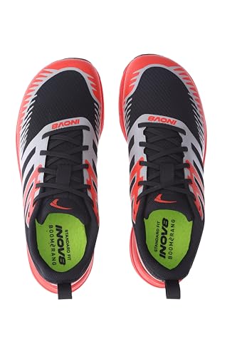 inov-8 Men's TrailFly Max Sneaker, Black/Light Grey/Red, 11.53