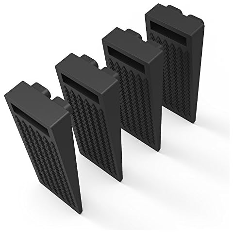 Door Stop Wedge, BearMoo Flexible Door Stopper Rubber(4 Pack)- Home Premium Smart Stackable Slip-Resistant Heavy Duty Design-100% Non-Toxic Odorless Doorstops Work on All Surfaces,Carpet/Floors(Black) Cover