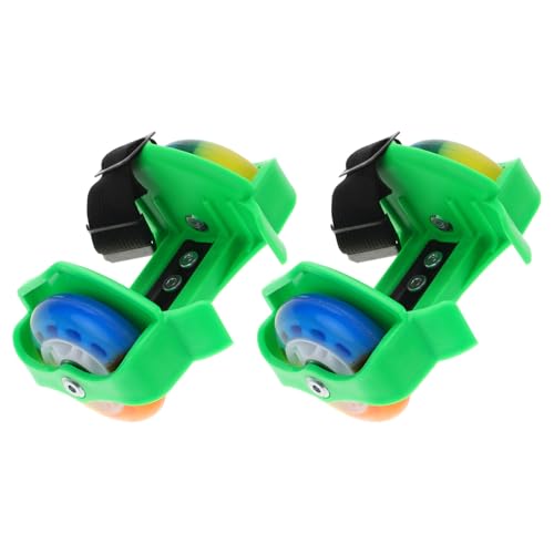 Roues lumineuses vertes et taille ajustable pour ces rollers enfants en PU et caoutchouc