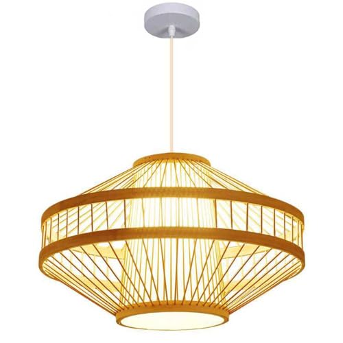 Lámpara colgante de cesta de bambú para iluminar comedores apagados