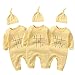 AOUYOA Baby Triplets Body Tic Tac TOC Lettera Cappello Set Nuovi Nati Twins Onesies Giallo 6 mesi