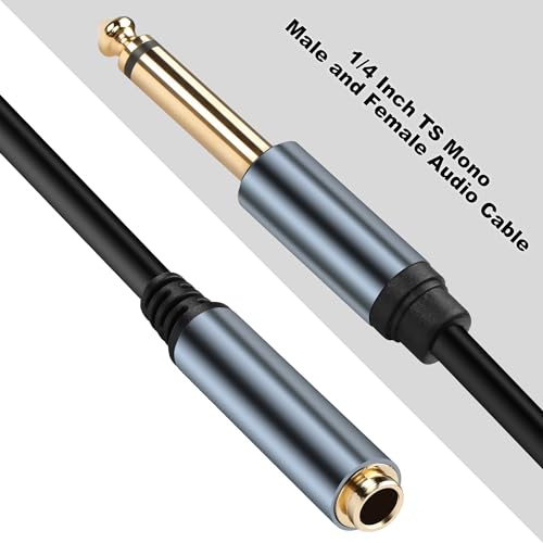 JSADZKJ Instrument Cable 6.35mm Mono Audio Cord Adapter 1/4 Inch TS Male to Female Jack Audio Adapter Cable Gold Plated 6.35mm Mono Jack 1/4 Inch TS Cable for Speaker Amplifier Microphone Mixer 5.9FT - Image 2
