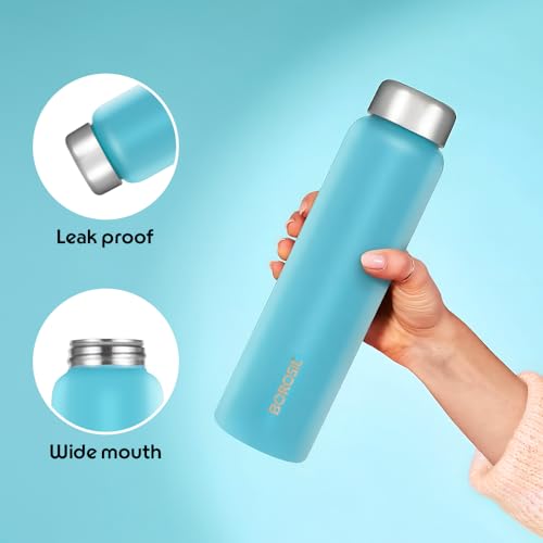 Image of Borosil 1L Apex 3pc Stainless Steel Made in India Water Bottle Set | Leak-Proof, Odour-Free, Powder Coated Bottles | Fridge Safe | Blue, Yellow, Lavender | 1 Year Warranty