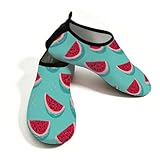 Strand-Wasserschuhe für Damen und Herren, schnell trocknend, atmungsaktiv, Schwimmsocken, rutschfeste Barfußschuhe für Pool, Surfen, Sommer, Wassermelone auf Türkis, Blaugrün, 35/36 EU