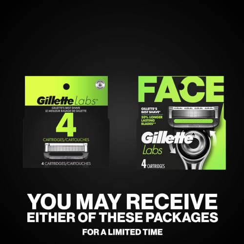 Image of Gillette Mens Razor Blade Refills with Exfoliating Bar by GilletteLabs, Compatible Only with GilletteLabs Razors with Exfoliating Bar and Heated Razor, 4 Razor Blade Cartridges