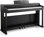 Donner DDP-100 Piano de clavier, 88 Piano numérique à action pondérée clé, ensemble débutant/professionnel avec support de meubles, adaptateur de puissance, triple pédales, MP3 Fonction, noir