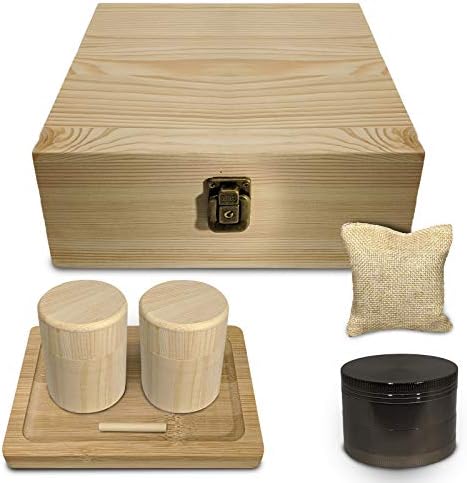 Stash Box | Locking | Pine | Wood Stash Jars | Large Tray | Grinder | Packing Stick