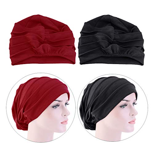 Gorro largo feminino F Fityle, 2 unidades, chapéu de malha de algodão de inverno confortável, chapéu