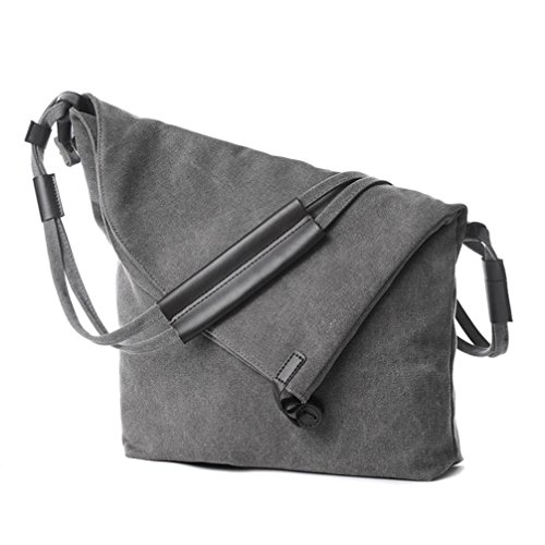 OVERMAL Women Canvas Messenger Shouder Handbag Tote Weekender (Gray)