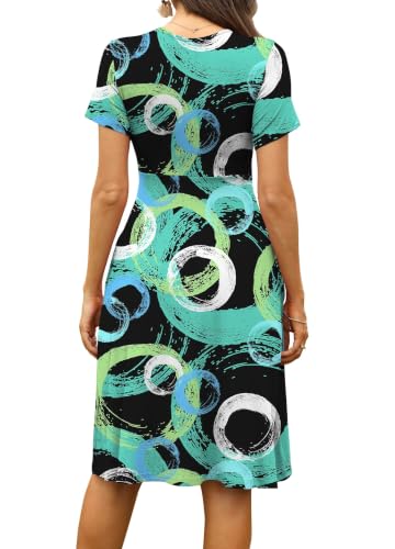 Image of WEACZZY Women's Summer Short Sleeve Casual Dresses V-Neck Floral Party Dress with Pockets