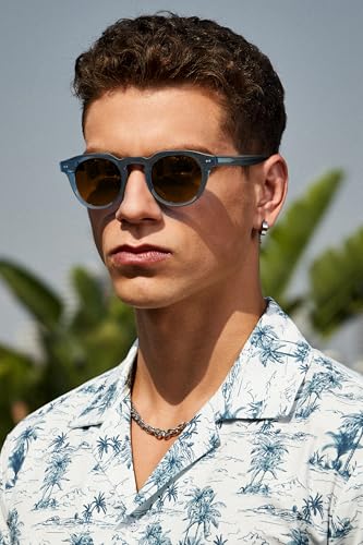 Image of CARFIA Retro Sunglasses for Men Polarized UV400 Protection, Cool Round Acetate Fashion Shades