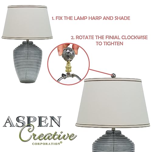 Image of Aspen Creative 24025-11 24025-21, Clear with Black Line Glass Lamp Copper, 2 inch Tall Finial, Clear & Black