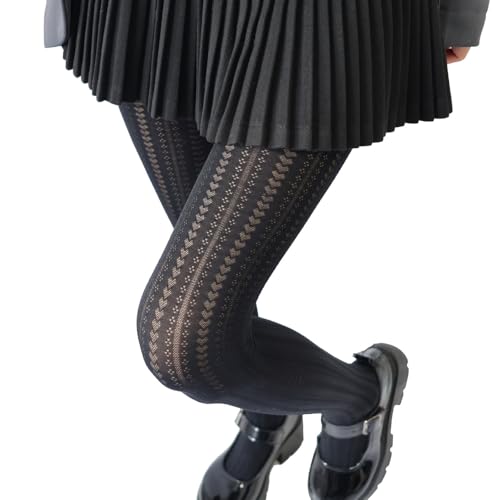 Image of Mrotrida Women's Heart Pattern Tights Elastic Jacquard Love Heart Pantyhose Stockings